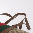GUCCI GG Canvas Web Sherry Line Tote Bag Beige Silver Red Auth 186307-9
