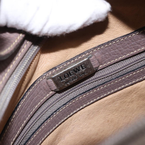 LOEWE Shoulder Bag Leather Purple gray Auth 186309