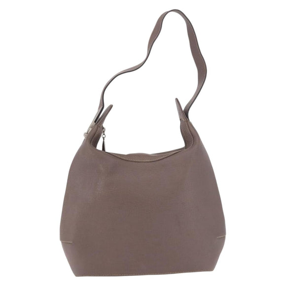LOEWE Shoulder Bag Leather Purple gray Auth 186309