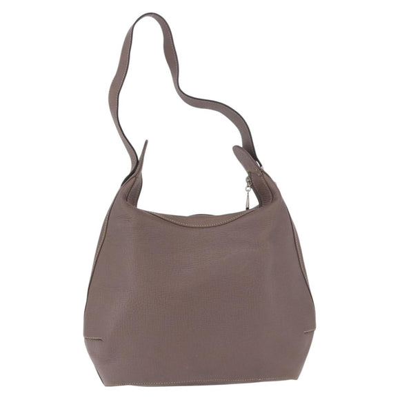 LOEWE Shoulder Bag Leather Purple gray Auth 186309