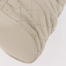 CHANEL Chain Matelasse Shoulder Bag Lamb Skin Ivory Silver CC Auth 186310-17