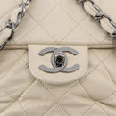CHANEL Chain Matelasse Shoulder Bag Lamb Skin Ivory Silver CC Auth 186310-18