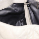 CHANEL Chain Matelasse Shoulder Bag Lamb Skin Ivory Silver CC Auth 186310-25