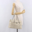 CHANEL Chain Matelasse Shoulder Bag Lamb Skin Ivory Silver CC Auth 186310-31