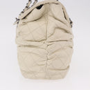 CHANEL Chain Matelasse Shoulder Bag Lamb Skin Ivory Silver CC Auth 186310-3