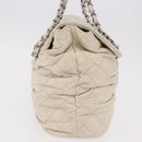 CHANEL Chain Matelasse Shoulder Bag Lamb Skin Ivory Silver CC Auth 186310-4