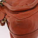 Chloe Paraty Hand Bag Leather 2way Orange Gold Auth 186311-10