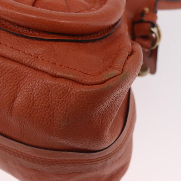 Chloe Paraty Hand Bag Leather 2way Orange Gold Auth 186311