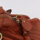 Chloe Paraty Hand Bag Leather 2way Orange Gold Auth 186311-19