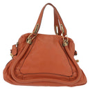 Chloe Paraty Hand Bag Leather 2way Orange Gold Auth 186311-13