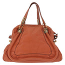 Chloe Paraty Hand Bag Leather 2way Orange Gold Auth 186311-2
