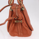 Chloe Paraty Hand Bag Leather 2way Orange Gold Auth 186311-4