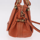 Chloe Paraty Hand Bag Leather 2way Orange Gold Auth 186311-5