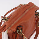 Chloe Paraty Hand Bag Leather 2way Orange Gold Auth 186311-7