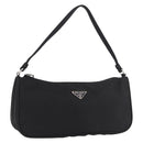 PRADA Accessory Pouch Nylon Black Silver Auth 186312A-1