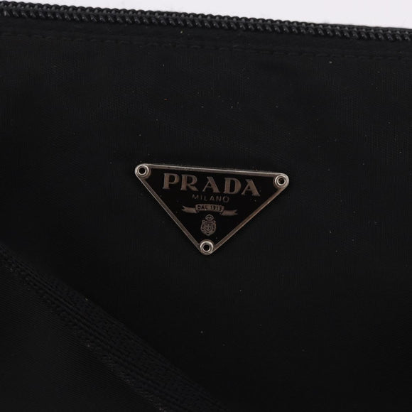 PRADA Accessory Pouch Nylon Black Silver Auth 186312A