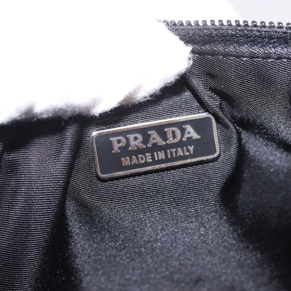PRADA Accessory Pouch Nylon Black Silver Auth 186312A