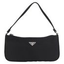 PRADA Accessory Pouch Nylon Black Silver Auth 186312A-13