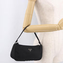 PRADA Accessory Pouch Nylon Black Silver Auth 186312A-21