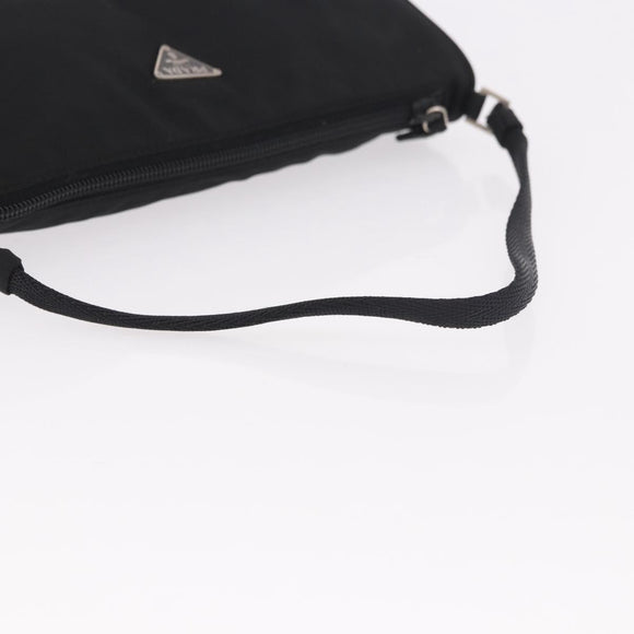 PRADA Accessory Pouch Nylon Black Silver Auth 186312A
