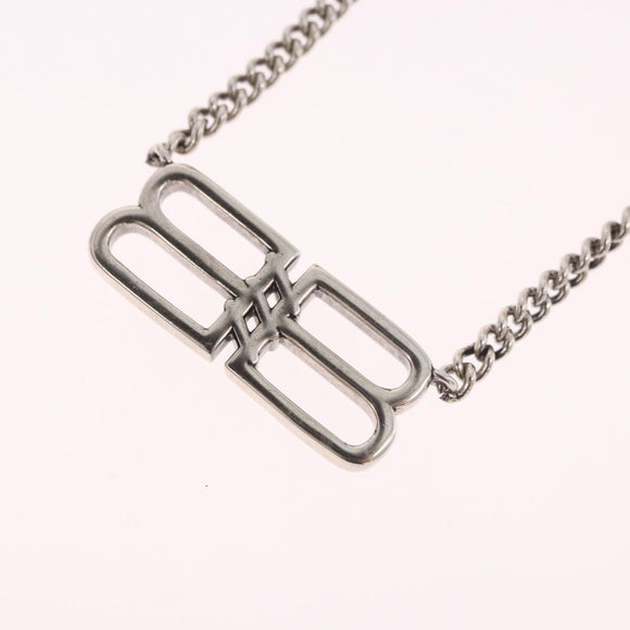 BALENCIAGA BB Icon Necklace metal Silver tone Auth 186316A
