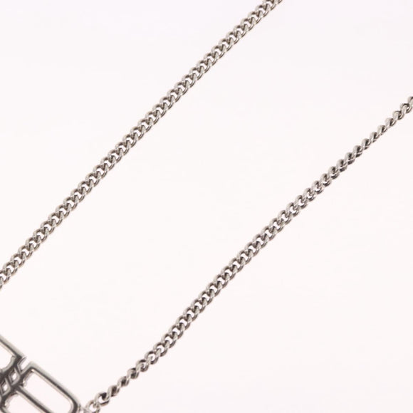 BALENCIAGA BB Icon Necklace metal Silver tone Auth 186316A