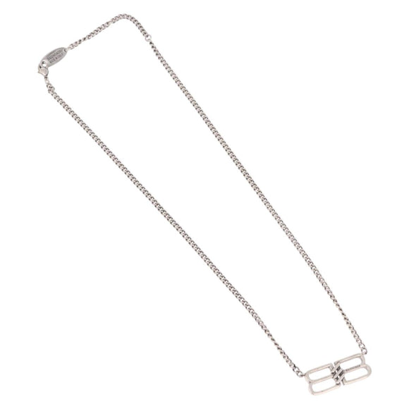 BALENCIAGA BB Icon Necklace metal Silver tone Auth 186316A