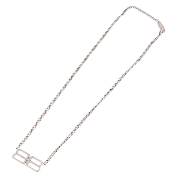 BALENCIAGA BB Icon Necklace metal Silver tone Auth 186316A