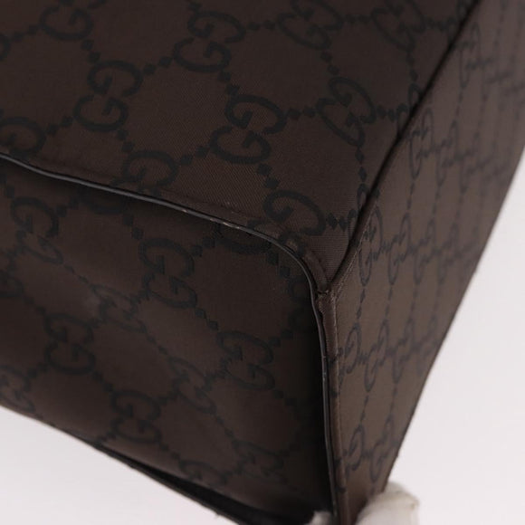 GUCCI Bamboo GG Canvas Hand Bag Dark Brown Silver 002 1015 Auth 186318A