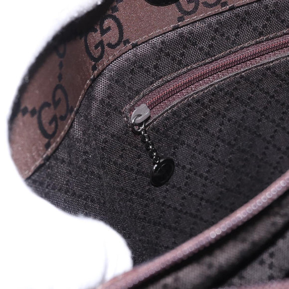 GUCCI Bamboo GG Canvas Hand Bag Dark Brown Silver 002 1015 Auth 186318A