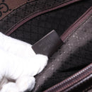 GUCCI Bamboo GG Canvas Hand Bag Dark Brown Silver 002 1015 Auth 186318A-12
