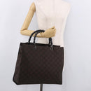 GUCCI Bamboo GG Canvas Hand Bag Dark Brown Silver 002 1015 Auth 186318A-26