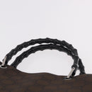 GUCCI Bamboo GG Canvas Hand Bag Dark Brown Silver 002 1015 Auth 186318A-8