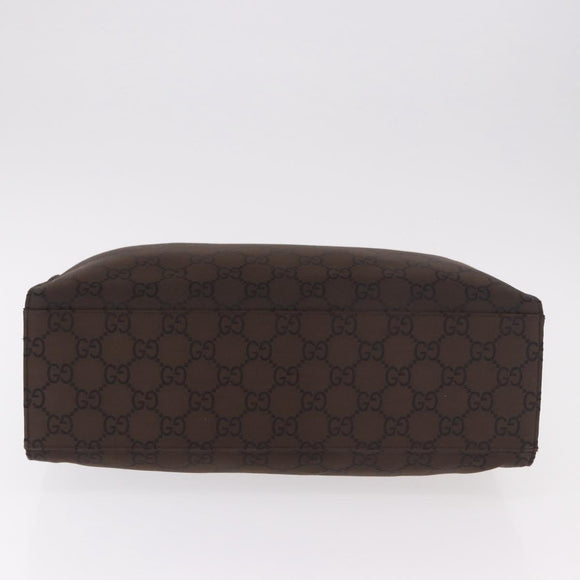 GUCCI Bamboo GG Canvas Hand Bag Dark Brown Silver 002 1015 Auth 186318A