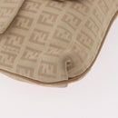 FENDI Zucchino Canvas Mamma Baguette Schoudertas Beige Goud Auth 186319A-9
