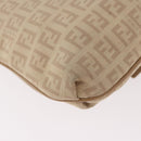 FENDI Zucchino Canvas Mamma Baguette Schoudertas Beige Goud Auth 186319A-15