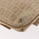 FENDI Zucchino Canvas Mamma Baguette Schoudertas Beige Goud Auth 186319A-16