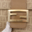 FENDI Zucchino Canvas Mamma Baguette Schoudertas Beige Goud Auth 186319A-17