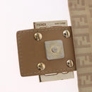 FENDI Zucchino Canvas Mamma Baguette Schoudertas Beige Goud Auth 186319A-10
