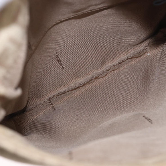 FENDI Zucchino Canvas Mamma Baguette Schoudertas Beige Goud Auth 186319A