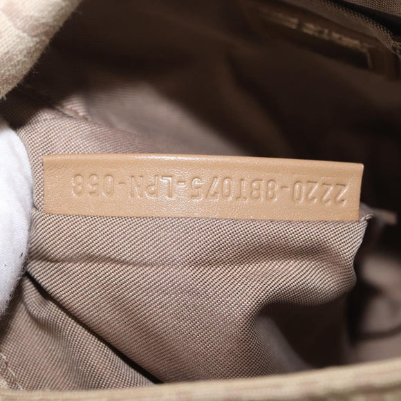 FENDI Zucchino Canvas Mamma Baguette Schoudertas Beige Goud Auth 186319A