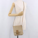 FENDI Zucchino Canvas Mamma Baguette Schoudertas Beige Goud Auth 186319A-23