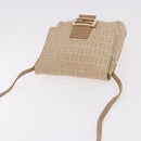 FENDI Zucchino Canvas Mamma Baguette Schoudertas Beige Goud Auth 186319A-6