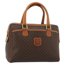 CELINE Macadam Canvas Boston Bag PVC Leather Brown Gold Auth 186321A-1