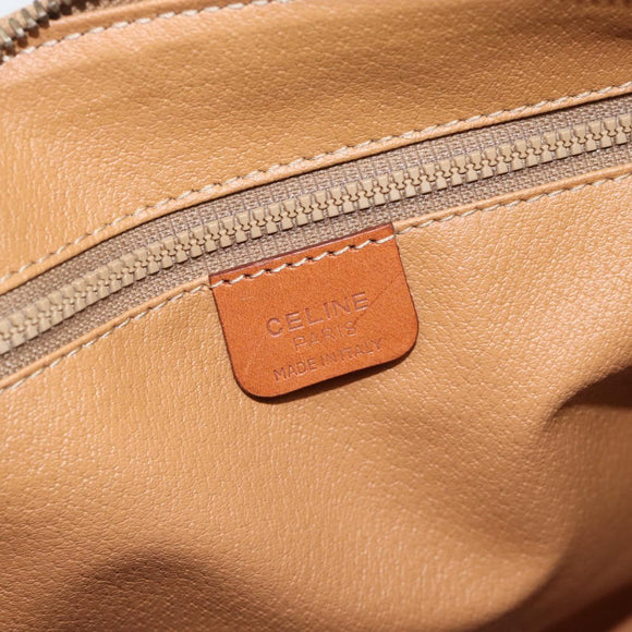 CELINE Macadam Canvas Boston Bag PVC Leather Brown Gold Auth 186321A