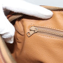 CELINE Macadam Canvas Boston Bag PVC Leather Brown Gold Auth 186321A-21