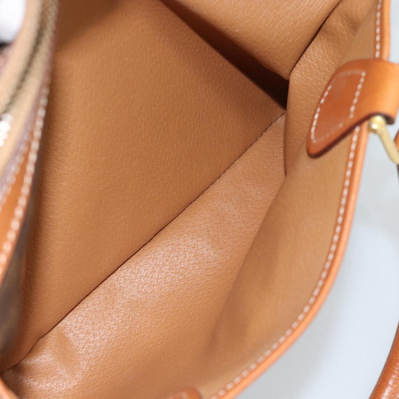 CELINE Macadam Canvas Boston Bag PVC Leather Brown Gold Auth 186321A