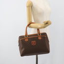 CELINE Macadam Canvas Boston Bag PVC Leather Brown Gold Auth 186321A-24