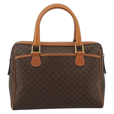 CELINE Macadam Canvas Boston Bag PVC Leather Brown Gold Auth 186321A - 0
