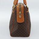 CELINE Macadam Canvas Boston Bag PVC Leather Brown Gold Auth 186321A-3